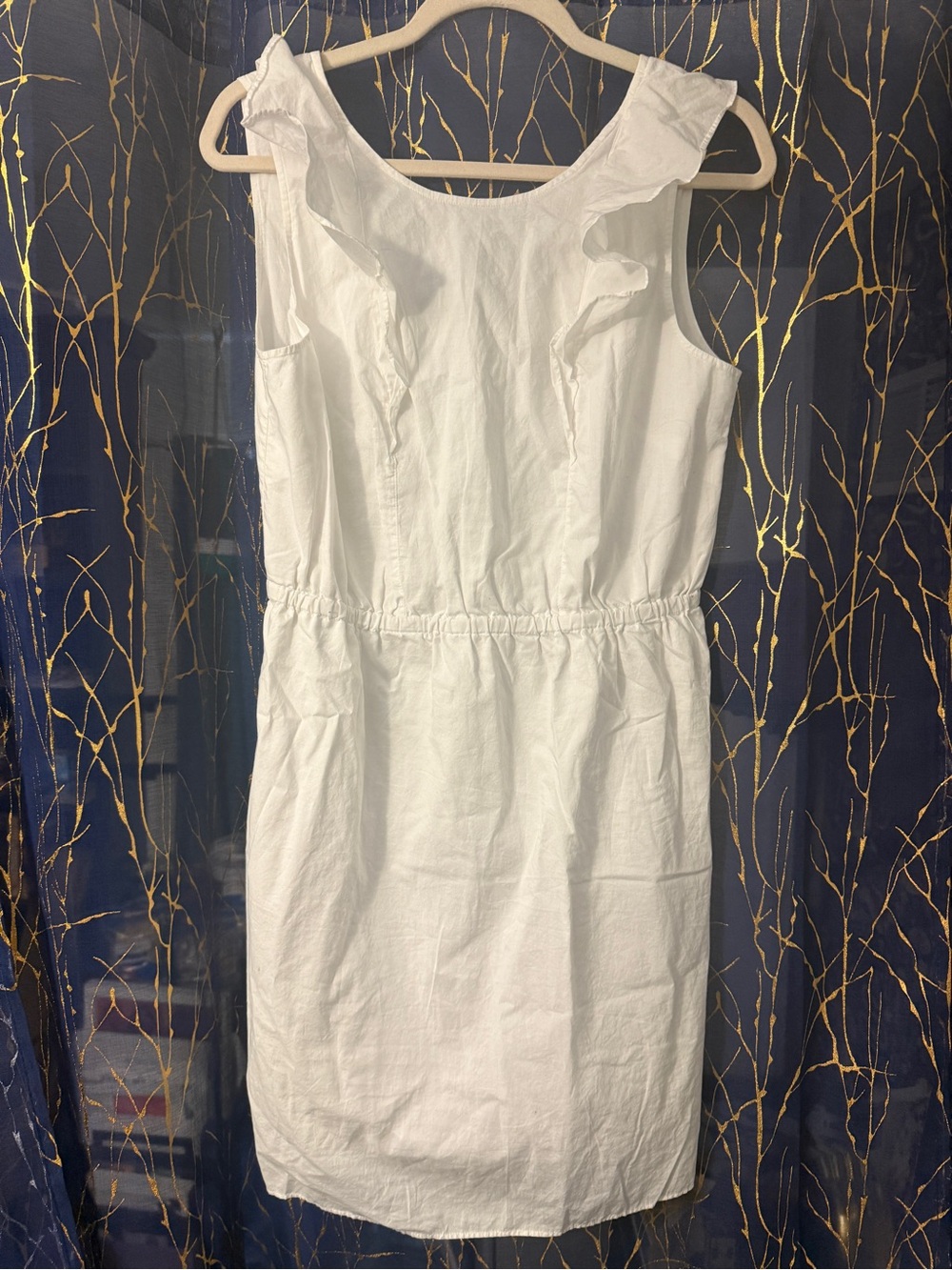 J. Crew White Ruffle-Shoulder Mini Dress